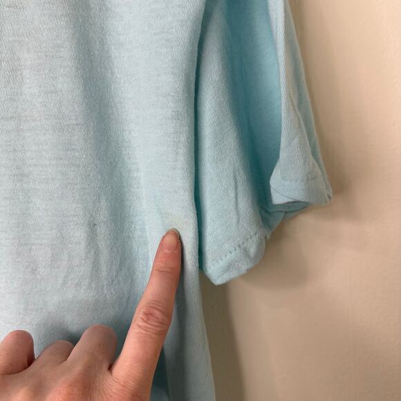 XL VTG 90s Velva Sheen Disney Mickey Mouse T-Shirt Light Blue Single Stitch Rare - Picture 7 of 8